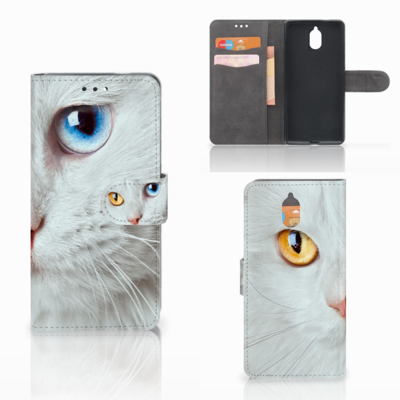 Nokia 3.1 (2018) Telefoonhoesje met Pasjes Witte Kat Nokia 3.1 (2018) Telefoonhoesje met Pasjes Witte Kat