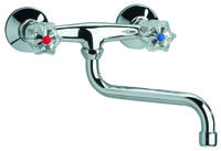 Schutte BRILLANT tweegreepskraan keuken, wandmontage, chroom