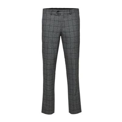 SELECTED HOMME geruite slim fit pantalon grijs