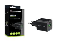 CONCEPTRONIC 2-poorts 20W GaN USB-PD-oplader, USB-C x 1, USB-A x 1, QC 3.0, PPS