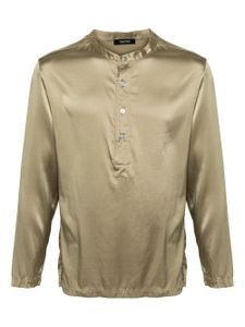 TOM FORD long-sleeved silk pajama shirt - Vert