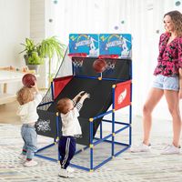 Basketbal Arcade Spel voor Kinderen Basketbalstandaard met 2 Manden 90 x 90 x 140 cm - thumbnail