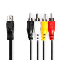 Nedis CAGL20400BK10 Din-audiokabel Din 5-pins Male 4x Rca Male Vernikkeld 1.00 M Rond Pvc Zwart Label - thumbnail