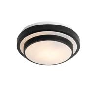 QAZQA - Moderne plafondlamp zwart met wit 25 cm IP44 - Walden | Buitenverlichting | Woonkamer - Staal Rond - E27 Geschikt voor LED - Max. 1 x 15 Watt