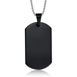 Zwarte Dogtag kettinghanger met ketting