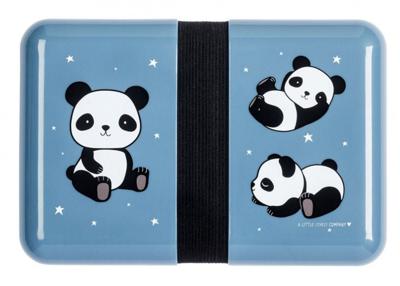 A Little Lovely Company broodtrommel Panda 18 cm polypropyleen zwart/blauw