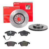 Remmenset, remschijf BREMBO, Remschijftype: Geperforeerd / Geventileerd, Inbouwplaats: Vooras, u.a. für VW, Skoda, Audi, Seat