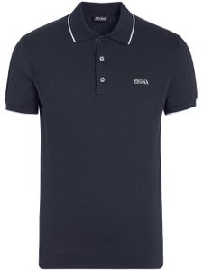 Zegna polo en coton à logo brodé - Bleu