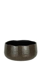 J-Line Bloempot Patroon Laag Keramiek Donkergrijs