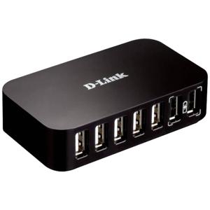 D-Link DUB-H7/E USB 2.0-hub 5 + 2 poorten Met snellaadpoort Zwart