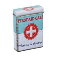 First Aid Pillendoosje/pleisterdoosje Groen/wit 7 X 3 X 9 Cm - Medicijnen/pleisters Bewaarblikje