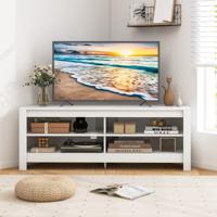 Hoek-tv-standaard met Laadstation 3-Laags Mediacenter met 4 Open Planken Multifunctionele Consoletafel voor TV's Tot 65 Inch