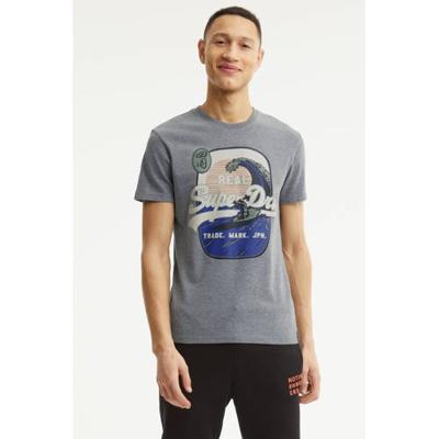 Superdry T-shirt met logo grijs melange Superdry T-shirt met logo grijs melange