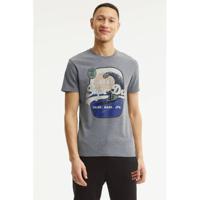 Superdry T-shirt met logo grijs melange