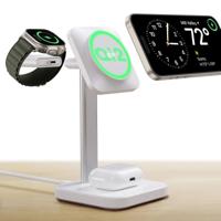 Qi2 3-in-1 Watch Wireless Charging Set (HaloLock) - White - UK PLUG