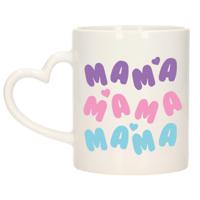 Cadeau koffie/thee mok voor mama - wit - hartjes/liefde - hartjes oor - Moederdag   -