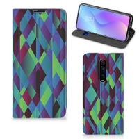 Xiaomi Mi 9T Pro Stand Case Abstract Green Blue - thumbnail