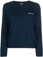 A.P.C. pull en coton à logo brodé - Bleu