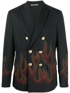 Palm Angels blazer à imprimé flammes - Noir