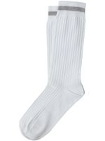 Brunello Cucinelli chaussettes nervurées à ornements métalliques - Blanc