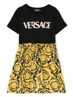 Versace Kids robe en coton à imprimé Barocco - Noir