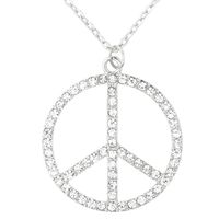 Hippie Flower Power Sixties sieraden peace teken strass ketting - Verkleedsieraden