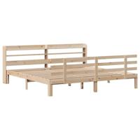 vidaXL Bedframe met hoofdbord massief grenenhout 180x200 cm, bed, bed ombouw, boxspring, bedbodem, slaapkamermeubel, twijfelaar bed, 2 persoonsbed
