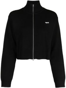 izzue cardigan zippé à logo brodé - Noir