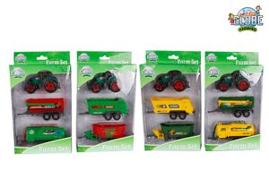 Kids Globe Farming Kids globe tractor set 3-delig die cast freewheel