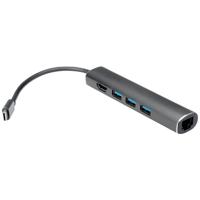 VALUE USB type C dockingstation, HDMI 4K, 3x USB type A, Gigabit Ethernet, grijs - thumbnail