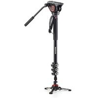 Manfrotto XPRO+ video-monopod, foto- en videocamera draagstang met videokop, 4 aluminium segmenten met fluidsokkel, fotoaccessoires voor content creatie, video, videoblogs