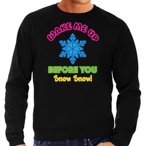 Bellatio Decorations Apres ski sweater heren - wake me up before you snow snow - zwart - wintersport 2XL  -