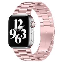 By Qubix - Stalen schakelband - Rosé pink - Compatible met Apple watch 44mm / 45mm / 46mm / 49mm - Compatible Apple watch bandjes