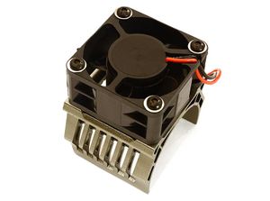 Integy 42mm Motor Heatsink + 40x40mm Cooling Fan 16k rpm - 1/10 Traxxas & Arrma - Grijs