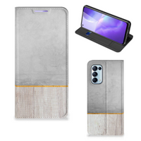 OPPO Find X3 Lite Book Wallet Case Wood Concrete - thumbnail