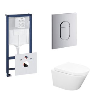 Grohe Rapid SL Toiletset set24 Wiesbaden Vesta Rimless 52 cm met Grohe Arena of Skate drukplaat