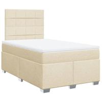 vidaXL Boxspring met matras stof crèmekleurig 120x190 cm, boxspring, ledikant, bedframe, bed, boxspring bed, bedbodem, seniorenbed, senioren bed