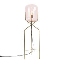 QAZQA Art Deco vloerlamp messing met roze glas - Bliss - thumbnail