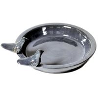 Mega Collections Vogelbad/voederschaal -  grijs -  keramiek -&amp;nbsp;D30 x H4 cm&amp;nbsp;- drinkschaal voor tuinvogels   -