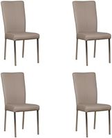 Set van 4 Taupe leren moderne eetkamerstoelen Daily - poot vierkant rvs - Toledo Leer Khaki (taupe leer)