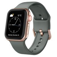 By Qubix - Soft siliconen bandje met gespsluiting - Olijfgroen - Compatible met Apple Watch 44mm / 45mm / 46mm / 49mm - Compatible Apple watch bandjes
