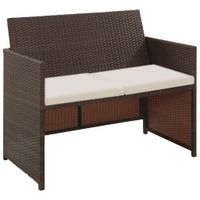 Tweezitsbank 100x56x85 cm poly rattan bruin - thumbnail