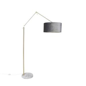 QAZQA Moderne vloerlamp goud velours kap grijs 50 cm - Editor