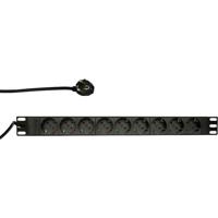 LogiLink PDU9C03 19 inch Stekkerdoos voor patchkast 1 HE Geaarde contactdoos Zwart