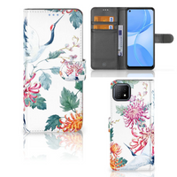 OPPO A73 5G Telefoonhoesje met Pasjes Bird Flowers