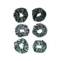 Sarlini scrunchies met stippen - set van 6 mintgroen/grijs