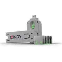 LINDY 40451 - USB-poortslot (4 stuks) met sleutels: Code groen