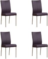 Set van 4 Paarse leren moderne eetkamerstoelen Comfort - Toledo Leer Aubergine (paars leer)