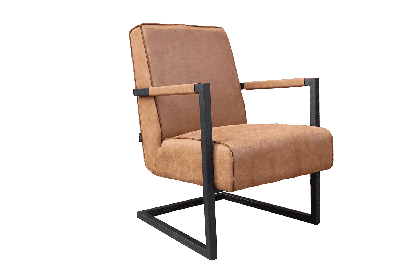 Fauteuil Vermezzo Cognac met zwart metalen poten