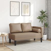 Chaise longue met kussens kunstleer cappuccino - thumbnail